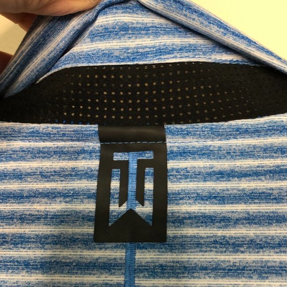NIKE Dri-FIT ADV Tiger Woods Turquoise Stripe Golf Polo Shirt XXL - Picture 8 of 12